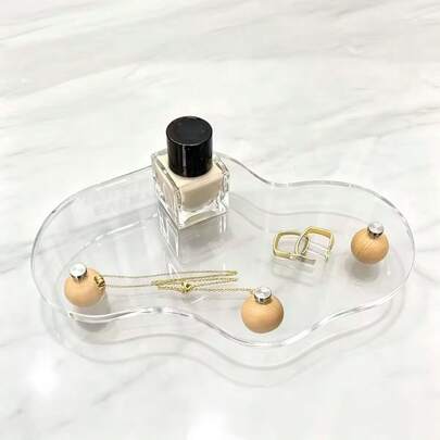 Acrylic Bathroom Vanity Tray - Geometric Pattern Design, Easy To Install. Polished Edges, Unique Shape. Used For Storing Cosmetics, Jewelry, Perfume - Modern Minimalist Home Decor