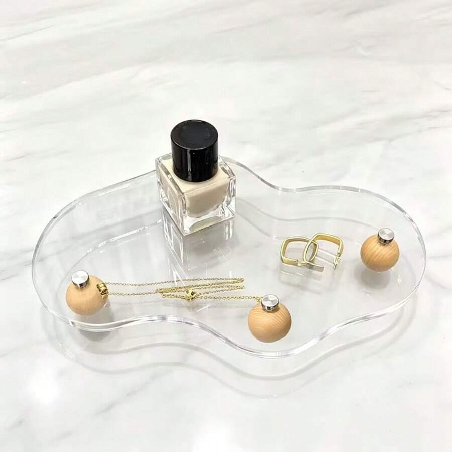 Acrylic Bathroom Vanity Tray - Geometric Pattern Design, Easy To Install. Polished Edges, Unique Shape. Used For Storing Cosmetics, Jewelry, Perfume - Modern Minimalist Home Decor - Multicolor - View 1