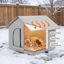 Outdoor Air-Conditioned Cat House Designed For Cats, Comfortable Warm Cat Bed With Windproof Curtain Opening, Waterproof Sun-Proof Wind-Proof Snow-Proof Pet House, Durable Non-Collapsing Cat Nest Suitable For All Seasons - one-size - View 2