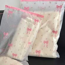 9pcs Transparent Floral Bow Zipper Storage Bags, 3 Sizes Assorted, Durable PEVA Material, Waterproof Clothing, Underwear, Toiletries, Cosmetics Storage Cubes, Essential For Travel And Home Organization, Suitable For Suitcase, Closet, Drawer, Under Bed Storage - Multicolor - View 5