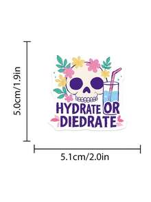 50pcs/Pack Funny Cartoon Skull Stickers, Decorative Decals For Laptop Guitar Phone Stationery Luggage Notebook Sticker - Multicolor - View 6