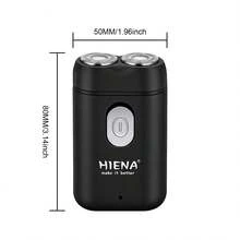 HIENA Mini Pocket Rotary Electric Shaver For Men,Dual Floating Double-Ring Fit Blades,USB Fast Charge Wet Dry Cordless Travel Beard Razor,Low Noise Powerful Motor,Detachable Washable Head,Portable Compact Facial Shaving Grooming Gift For Dad Husband - Black - View 3
