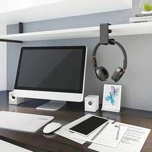 Under Desk Headphone Holder With Storage Tray, Desktop Clamp Headphone Hook, No-Drill Headphone Rack, Suitable For Gaming Office Computer Desk Home Storage - A - View 11