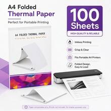 100 Sheets A4 Fanfold Thermal Printer Paper, 210x297mm Easy Loading Non-Curling Stacked Refill Paper For Mobile Office, Field Reports, Business Invoices, Fully Compatible With Most Portable A4 Wireless Thermal Printers, Paper Refill Only - View 5