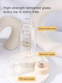 1 件国际标准婴儿玻璃奶瓶带硅胶奶嘴，120ml/240ml，适合 0-6 个月大的婴儿 - 彩色 - 查看 10