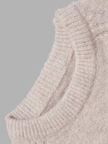 Pakaian Musim Gugur Wanita Y2K Sweater Pullover Lengan Panjang Raglan Leher Bulat Rajut Tekstur Polos untuk Wanita, Pakaian Kasual Sehari-hari - Sampanye - View 4
