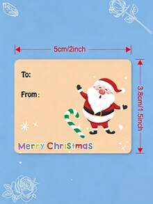 Christmas Gift Name Label Stickers Roll, Christmas Pattern Santa Claus Reindeer Penguin Self-Adhesive Gift Labels, Writable To/From Stickers, Used For Holiday Packaging Envelope Decoration, Holiday Gift Packaging Envelopes - A - View 6