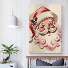 1pc 1950s Vintage Santa Claus Pattern, Printable Art Print, Vintage Christmas Decor, Retro Style Santa Claus Design, Home Decor Christmas Party Wall Decoration - Cartoon - View 7