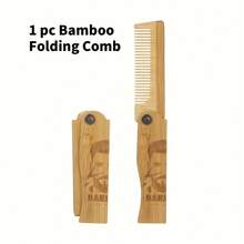 Vintage Folding Beard Comb With Skull Design, Smooth Bamboo Finish And Portable Style, Perfect Grooming Gift For Modern Men!! - Beard Comb - View 14