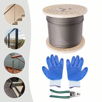 Long Roll Stainless Steel Wire Cable 1/8" Diameter Balanced Flexibility & Strength Weatherproof Heavy Load Wire Rope For Large Outdoor Construction Projects Lifting Towing