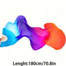 Abanico de danza europeo y americano con cinta de seda larga, transpirable y ajustable, accesorio para espectáculos culturales y festivales. - 1.5lanzifenyou - Ver 3