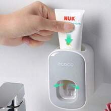 Premium Automatic Toothpaste Dispenser Wall-Mounted No-Drill Toothbrush Holder Slouchy Brushing Tool Toothpaste Squeezer Wall-Mounted Design, No Drilling Required, Easy To Clean, Space-Saving And Waterproof, Effortlessly Dispense Toothpaste, Save Time And Effort. - Multicolor - View 6
