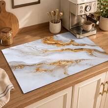 1 pieza Alfombrilla de drenaje de cocina de tierra de diatomeas con patrón de mármol, alfombrilla de secado rápido y antideslizante para cafetera y alfombrilla de secado de platos, adecuada para encimera de cocina y mesa de comedor - Multicolor - Ver 2
