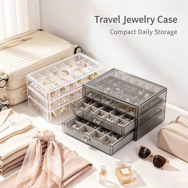 1pc Desktop Storage Box Drawer-Style Acrylic Organizer Student Dormitory Organizer Transparent Stationery & Cosmetics Storage