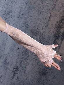 1 Pair New Women's Floral Lace Arm Sleeves, Sheer Lace Patchwork, Suitable For Wedding And Evening Party - Multicolor - View 4