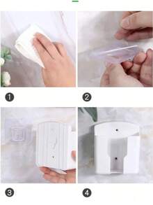 3pcs Remote Control Holder, Wall-Mounted Phone Stand And Storage Rack, Bedroom Self-Adhesive Storage Box, Plastic Charging Holder And Remote Control Rack, Air Conditioner Remote Control Wall-Mounted Storage Box, Silicone Wall-Mounted Remote Control Organizer - Multicolor - View 9