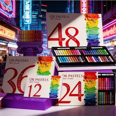 12/24/36/48 Colors Soft Oil Pastels Set, Vibrant Creamy Heavy Color Drawing Sticks,Beginners, Graffiti & Sketch Painting,Interactive Training Educational Tools