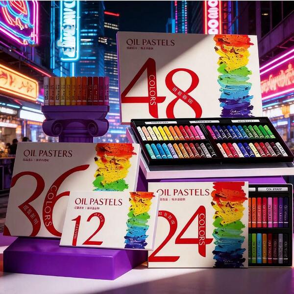 24/36/48 Colors Soft Oil Pastels Set,Vibrant Creamy Heavy Color Drawing Sticks,Beginners, Graffiti & Sketch Painting,Interactive Training Educational Tools