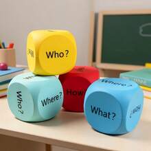 1pc/Set Question Word Dice Teaching Tool, Teacher Classroom Questioning, Interactive Entertainment, Reading Comprehension Prop, Large Dice, EVA Material - Multicolor - View 3