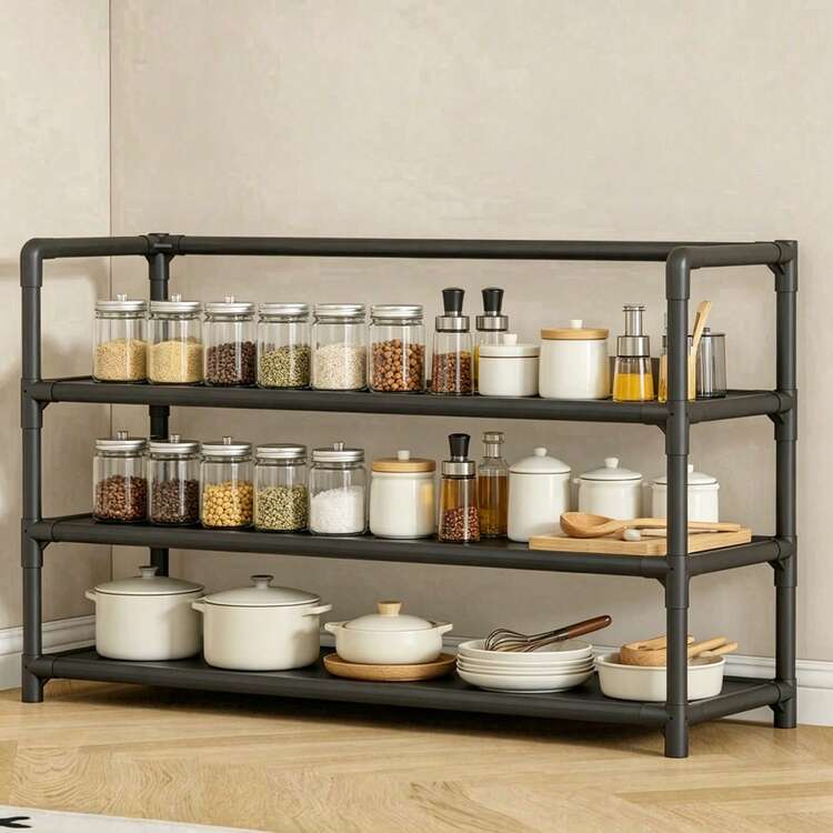 3-Tier/5-Tier Metal Standing Storage Rack, Easy Assembly, Home Entryway Shoe Rack, Bedroom Book Storage, Living Room Multi-Function Storage Shelf, Dormitory Multi-Layer Organizer - Multicolor - View 4