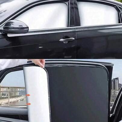 4 piezas/2 piezas Parasol Magnético para Coche - Visera Solar de Ventana de Coche en Plata Titanio Adecuado para SUV/Sedán, Parasol de Privacidad Delantero y Trasero