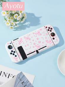 Ayotu 適用於 Switch/Switch OLED/Switch Lite 花卉與蝴蝶結圖案遊戲主機外殼與配件，套裝包含保護殼、收納袋、底座外殼、控制器保護套及多款配件可供選擇，返校禮物/生日禮物/週年禮物 - 查看 28