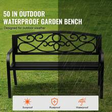 Outdoor Bench, 50 Inches Metal Garden Bench For Outdoors, 550 Lbs Load Capacity Bench, Outdoor Garden Park Bench With Backrest And Armrests, Patio Bench For Garden, Park, Yard, Front Porch - 50 Inches - View 2