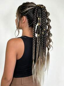 Trenzas de Burbuja Retorcidas de Colores Mixtos Hechas a Mano - Extensiones de Cabello Estilo Vacaciones para Mujeres, Versátiles para Todos los Tipos de Cabello 24 Pulgadas - Multicolor - Ver 8
