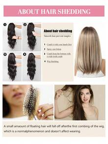 Topshe Ava WIGS 18英吋黑棕色長層次假髮附瀏海，柔軟易造型合成纖維髮，適合女性日常穿著、工作、度假，亦可作為萬聖節與聖誕節女性禮物 - 金色 - 查看 11