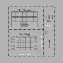 1 Set Black Line Acrylic Erasable Wall-Mounted Planner Board, Home Monthly/Weekly Schedule Planner, Family Recipe, Shopping List, Memo Board - Black - View 14