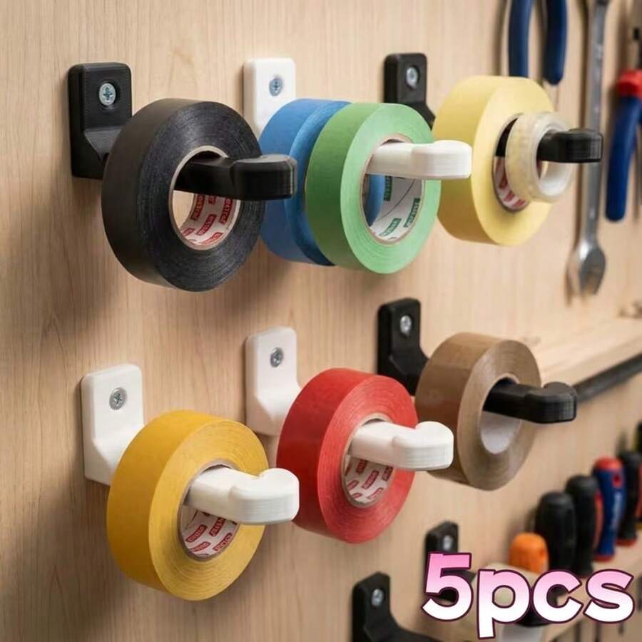 5pcs Wall-Mounted Tool Rack For Tape Rustproof Tape Dispenser Corrosion Resistant Storage Rack Reliable Hanging Multi-Purpose Hooks For Kitchen Bathroom Balcony Garage And Office, Space-Saving And Clutter-Free - Multicolor - View 1