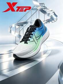 XTEP Men Running Shoes - Canvas White/Fluorescent Light Cyan/Beijing Blue - View 1