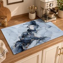 1pc Marble Pattern Diatomaceous Earth Kitchen Drain Mat, Quick-Drying Absorbent Non-Slip Coffee Machine Mat And Dish Drying Mat, Suitable For Kitchen Countertop And Dining Table - Multicolor - View 2