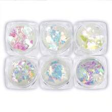 6 Toples Serpihan Selofan Aurora Berkilau, Fragmen Kertas Permen Holografik untuk Kerajinan Kuku Resin DIY - Putih - View 4