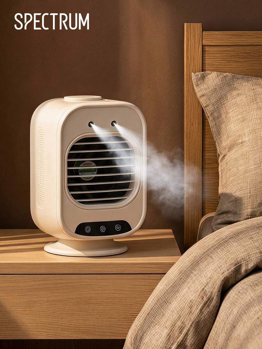便攜式迷你空氣冷卻風扇,三檔風速個人桌上型蒸發冷風機,帶加濕功能,USB小型冷卻風扇,適用於臥室、辦公桌等夏季使用 - 查看 1