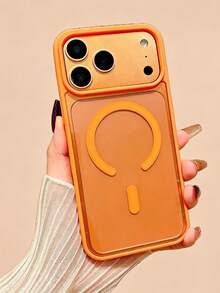 1 buah Casing Ponsel Akrilik Lubang Besar Kompatibel dengan iPhone 17 Pro Max, Pelindung Transparan Magnetik Mewah Tahan Guncangan untuk Apple 16 - Jeruk - View 1