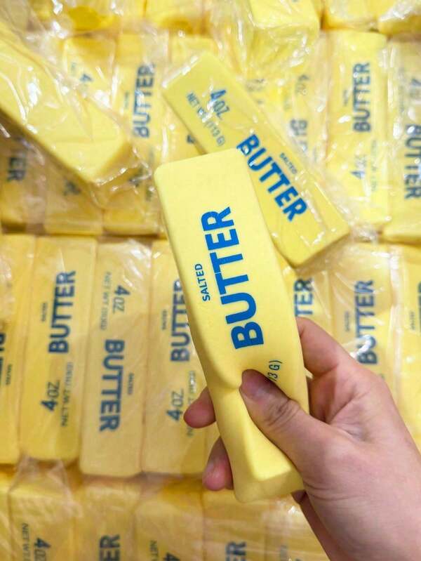 1pc Stress Relief Butter Stick Toy - Yellow Soft Adult Stress Ball, Perfect For Holidays, Birthday Gifts, Halloween, Thanksgiving, Christmas, Labor Day, Back To School, Party Gifts, Squishy, Crunchy Squish, Crunchy Butter Squish, Squeeze, Slushy Ball, Squishy Stress Toy, Dumpling Squish, Toys For Women, Army, School Supplies