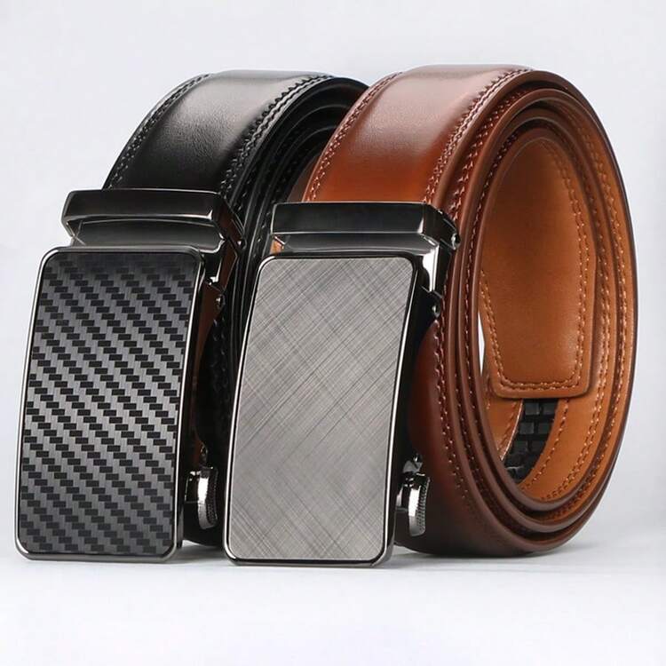 Men's Genuine Leather Dress Belt, Adjustable Length, Ideal Gift Choice - Black - View 13