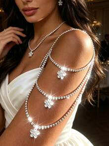 1 pieza Hebilla de tirante de hombro con strass, accesorio para ropa - Plateado - Ver 1