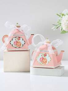 10pcs Teapot Shaped Gift Boxes, Spring Afternoon Tea Gift Candy Cookie Packaging Boxes, Elegant Paper Gift Packaging Boxes, Birthday Wedding Party Decoration Supplies, Baby Shower Party Decoration, Gender Reveal Party Decoration Supplies, Family Gathering Gift Packaging Supplies, Baby Girl First Birthday Party Decoration, Wedding Small Gifts, Tabletop Decoration, Home Decor, Spring Event Accessories, Party Small Gifts - Pink Teapot - View 6