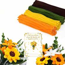 Kit Buket DIY Batang Chenille Aneka Warna 201/212pcs, Bahan Kerajinan Tangan Batang Chenille Lembut dan Mewah, 200pcs Batang Chenille Campuran Warna, Batang Bunga, Pita Bunga, Panduan Langkah demi Langkah dan Video Tutorial, Kit Kerajinan Tangan Bunga untuk Pemula - 201 buah - View 3