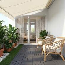 Interlocking Courtyard Deck Tiles Set | 12-Inch Weather-Resistant Plastic Outdoor Flooring | Suitable For Garden, Balcony, Poolside - Wood Grain - View 3