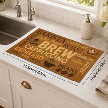 1pc Vintage Coffee English Text Pattern Diatomaceous Earth Kitchen Drain Mat, Quick-Drying Non-Slip Coffee Machine Mat And Dish Drying Pad, Suitable For Kitchen Countertop And Holiday Home Decor - Multicolor - View 11