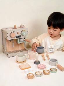 Mainan Meja Pembuat Kopi Kayu Italia Simulasi, Set Peralatan Makan Dim Sum, Mainan Dapur Simulasi Pembuatan Kopi untuk Bayi, Alat Bantu Pengajaran Pendidikan Dini - MultiWarna - View 3
