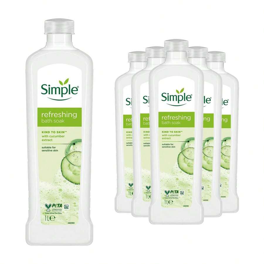 Simple Kind To Skin Refreshing Bath Soak Cucumber Extract Sensitive Skin Care Set Of 6 X 1L Bottles - Lavender - View 1