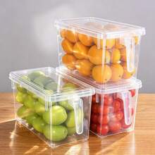 6-Piece Set With 3 Boxes And 3 Lids. Clear PP Fridge Storage Containers With Side Handles. Sealed Design Keeps Food Fresh And Avoids Spoilage. Suitable For Fruits, Veggies, Grains, Meat And Drinks To Organize Your Fridge - Transparent - View 6
