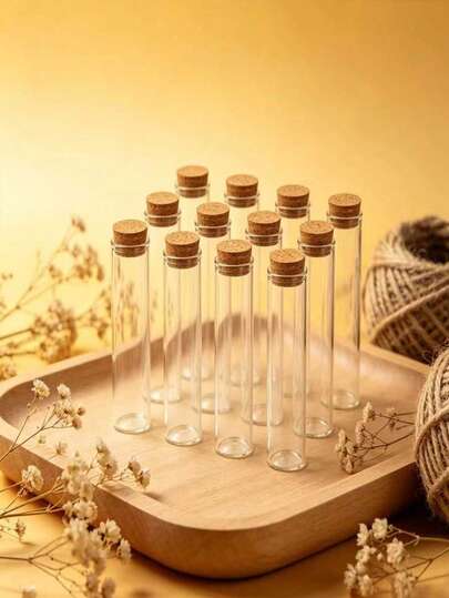 12pcs Mini Magic Bottles With Cork Stoppers, Glass Bottles For Drift, Wishing, Candy Storage, Crystal And Pebble Decoration, Round Glass Bottles For Arts & Crafts, Wedding Favors, Home Decor
