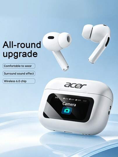 2026 Original New Acer OHR802 In-Ear Earphones: Smart Touch Screen, 42-Hour Standby, ANC Active Noise Cancellation, Lossless Sound Quality, Bluetooth 6.0, Touch Control, Type-C Fast Charging, Built-In Microphone