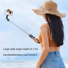 Borriig Palo de selfie inalámbrico de 1700mm, trípode para teléfono extensible y plegable, monopod adecuado para smartphones, grabación equilibrada y estable, transmisión en vivo, con control remoto (1 pieza) - Diamante negro - Ver 6