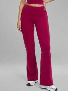 MFVIM Casual Leggings High Waist Shaping Yoga Running Training Flare Pants Long Pants - Red Violet - View 8
